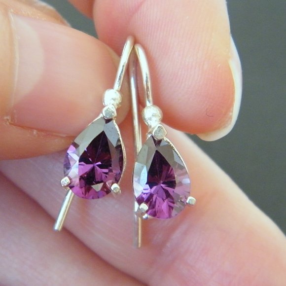 Sterling Silver and Amethyst Earrings - Picture 1 of 7